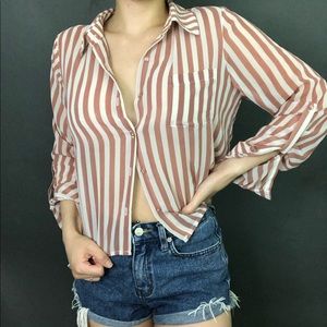 Striped button down blouse